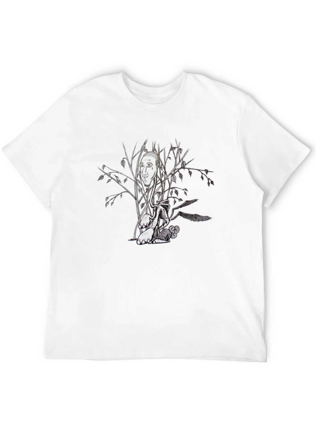 Surreal Tree Face Graphic Black T-Shirt
