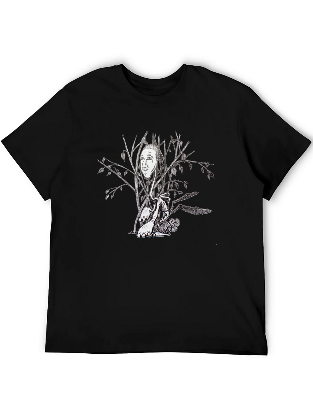 Surreal Tree Face Graphic Black T-Shirt