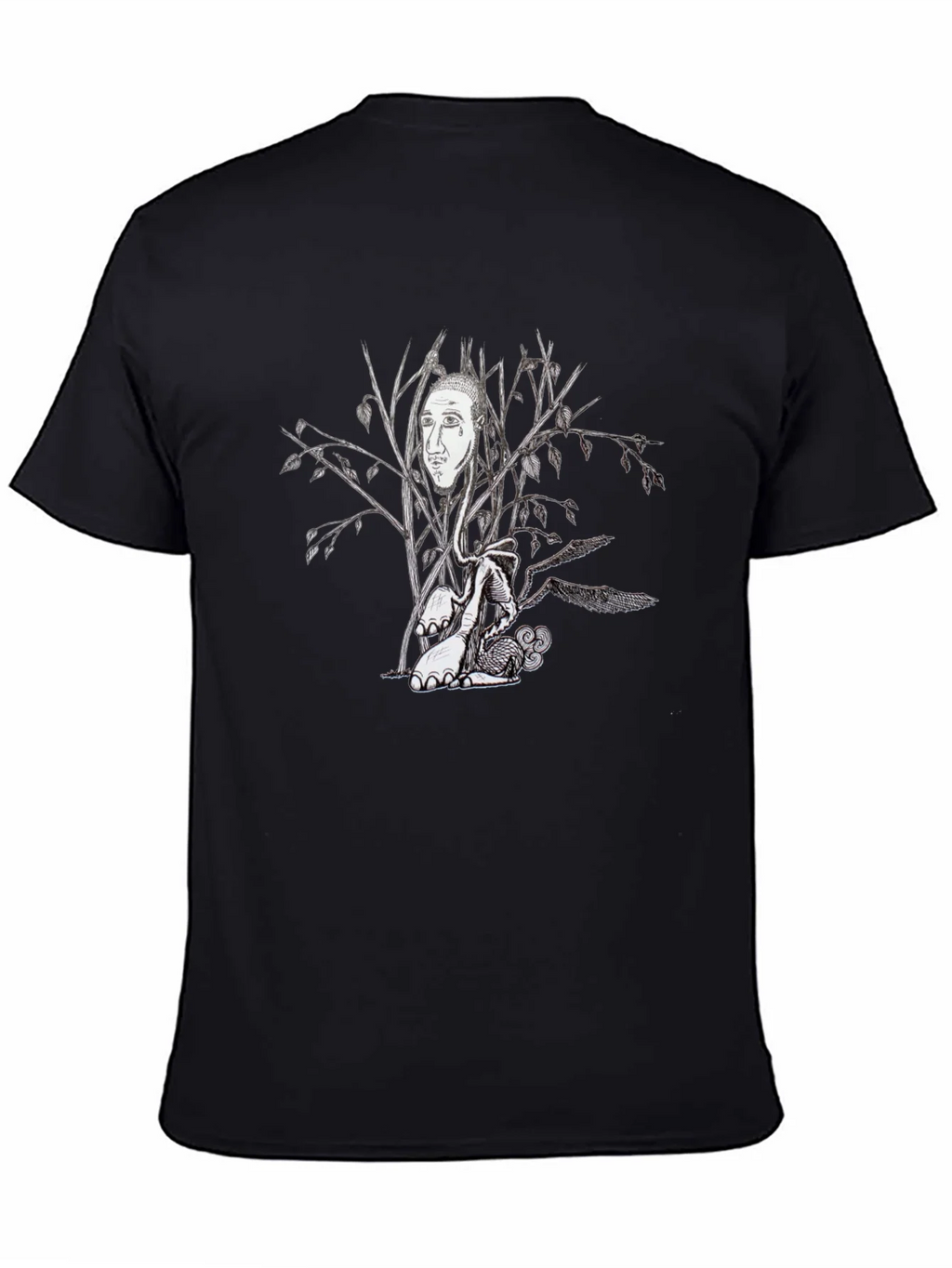Surreal Tree Face Graphic Black T-Shirt