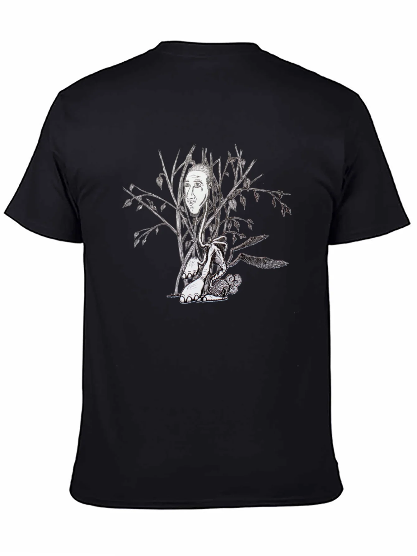 Surreal Tree Face Graphic Black T-Shirt