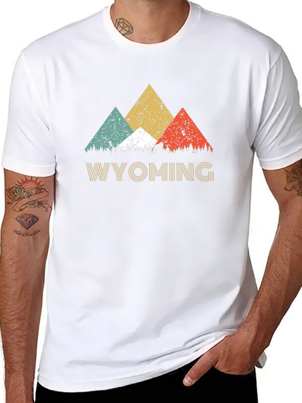 Wyoming Mountain Retro T-Shirt