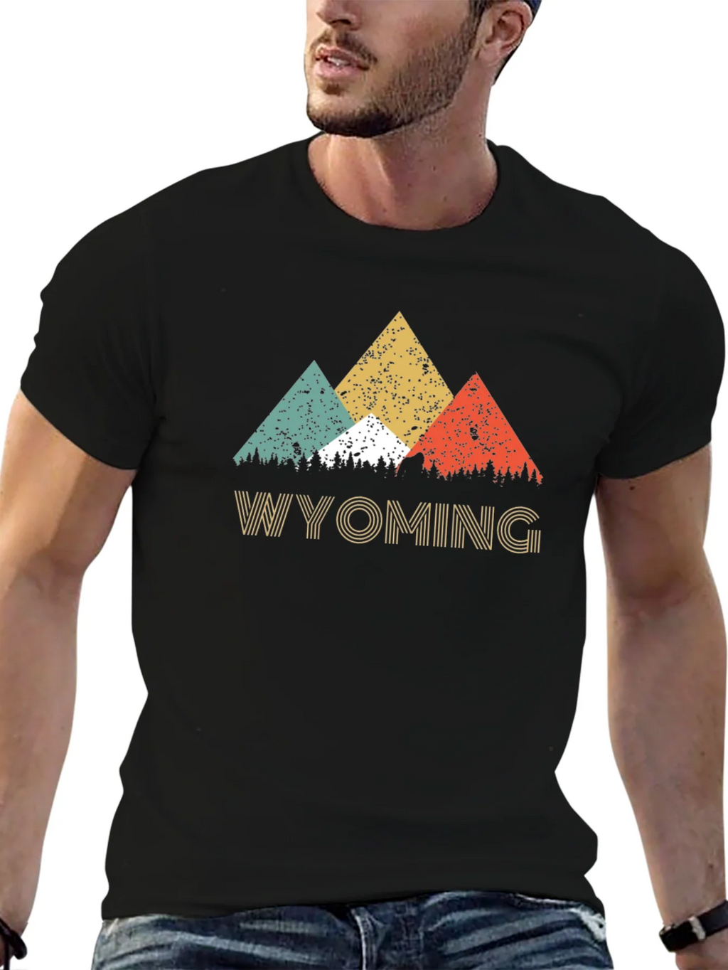 Wyoming Mountain Retro T-Shirt