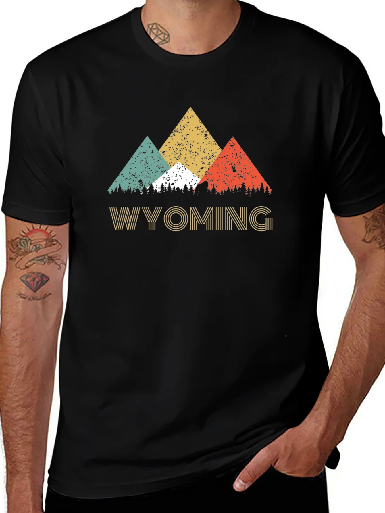 Wyoming Mountain Retro T-Shirt
