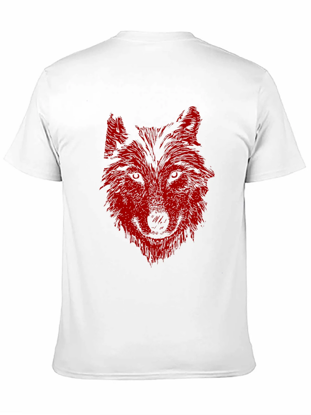 Mens Black T-Shirt with Red Wolf Graphic Print