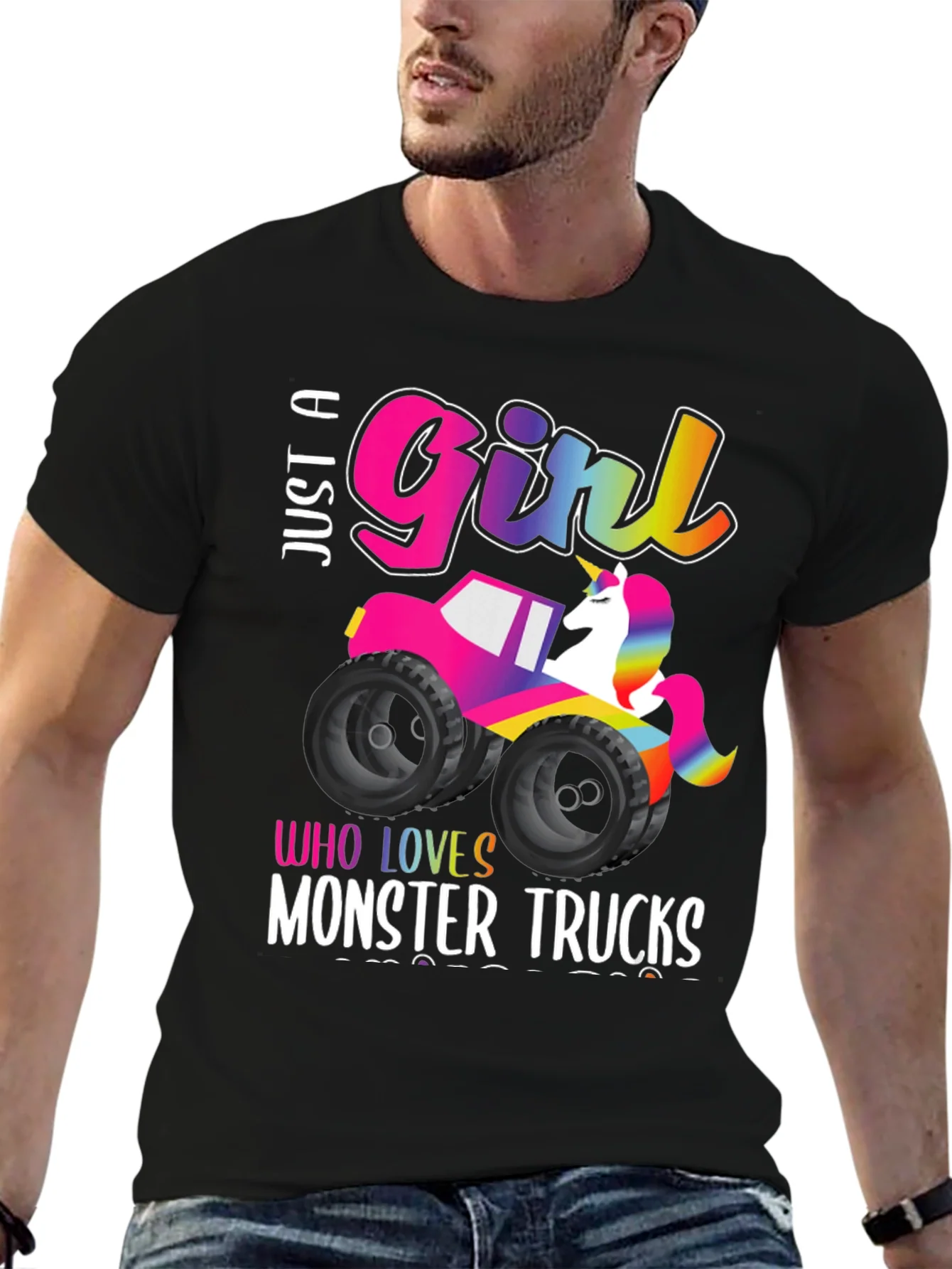 Just a Girl Who Loves Monster Trucks Unicorn T-Shirt