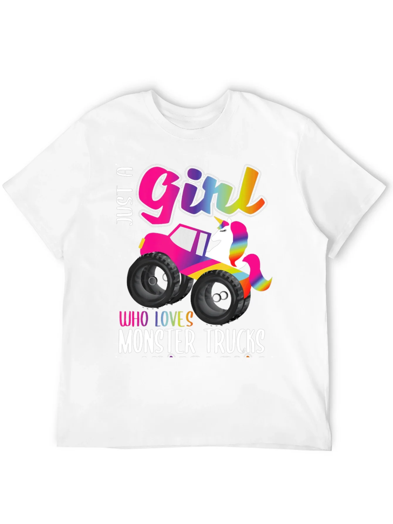 Just a Girl Who Loves Monster Trucks Unicorn T-Shirt