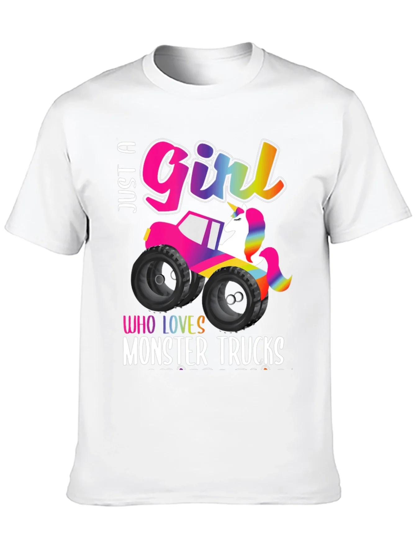 Just a Girl Who Loves Monster Trucks Unicorn T-Shirt