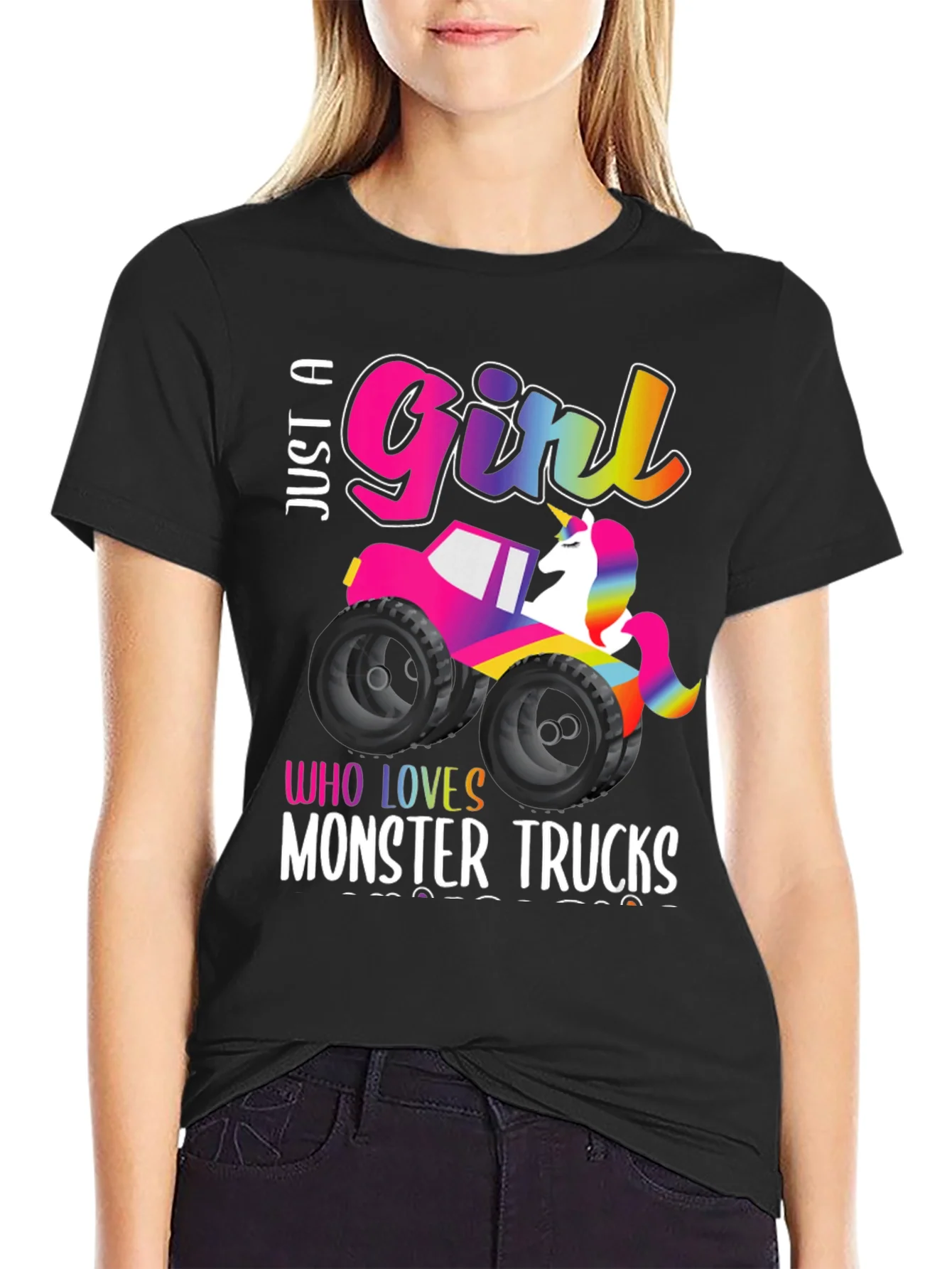 Just a Girl Who Loves Monster Trucks Unicorn T-Shirt