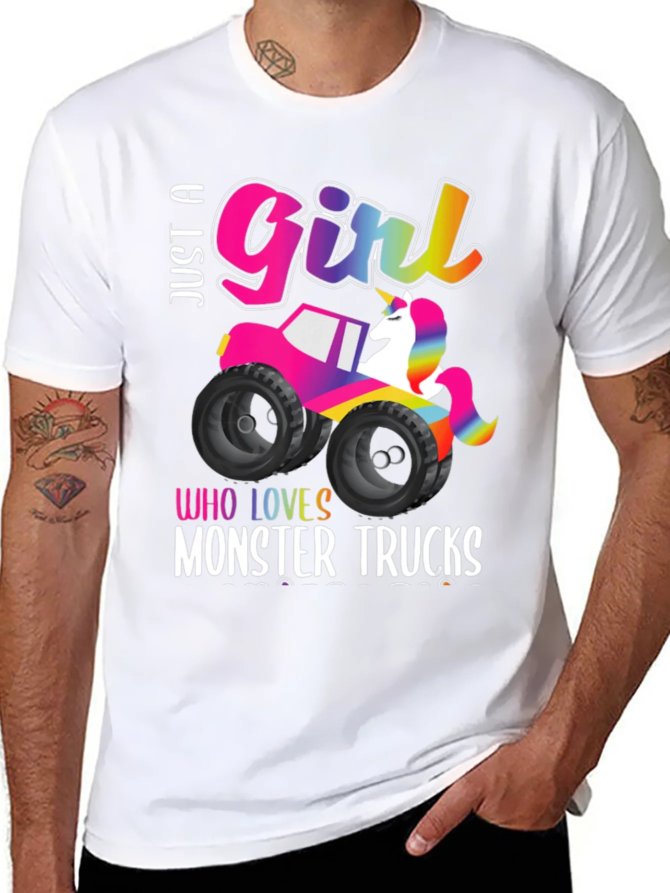 Just a Girl Who Loves Monster Trucks Unicorn T-Shirt