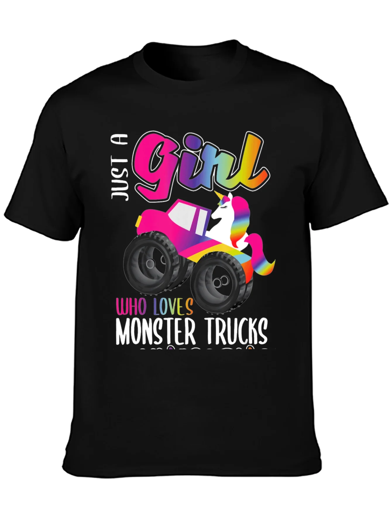 Just a Girl Who Loves Monster Trucks Unicorn T-Shirt