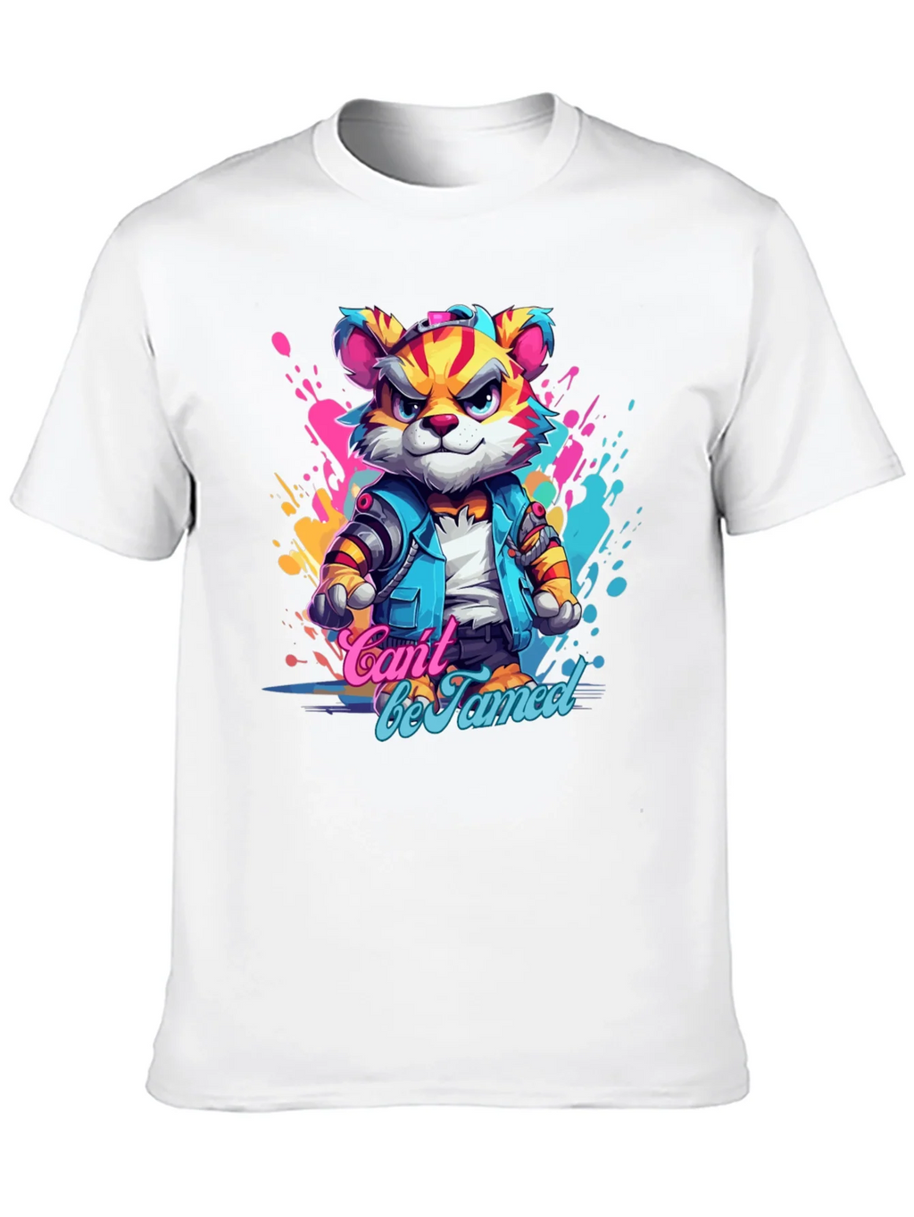 Cool Cant Be Tamed Tiger Graphic Black T-Shirt