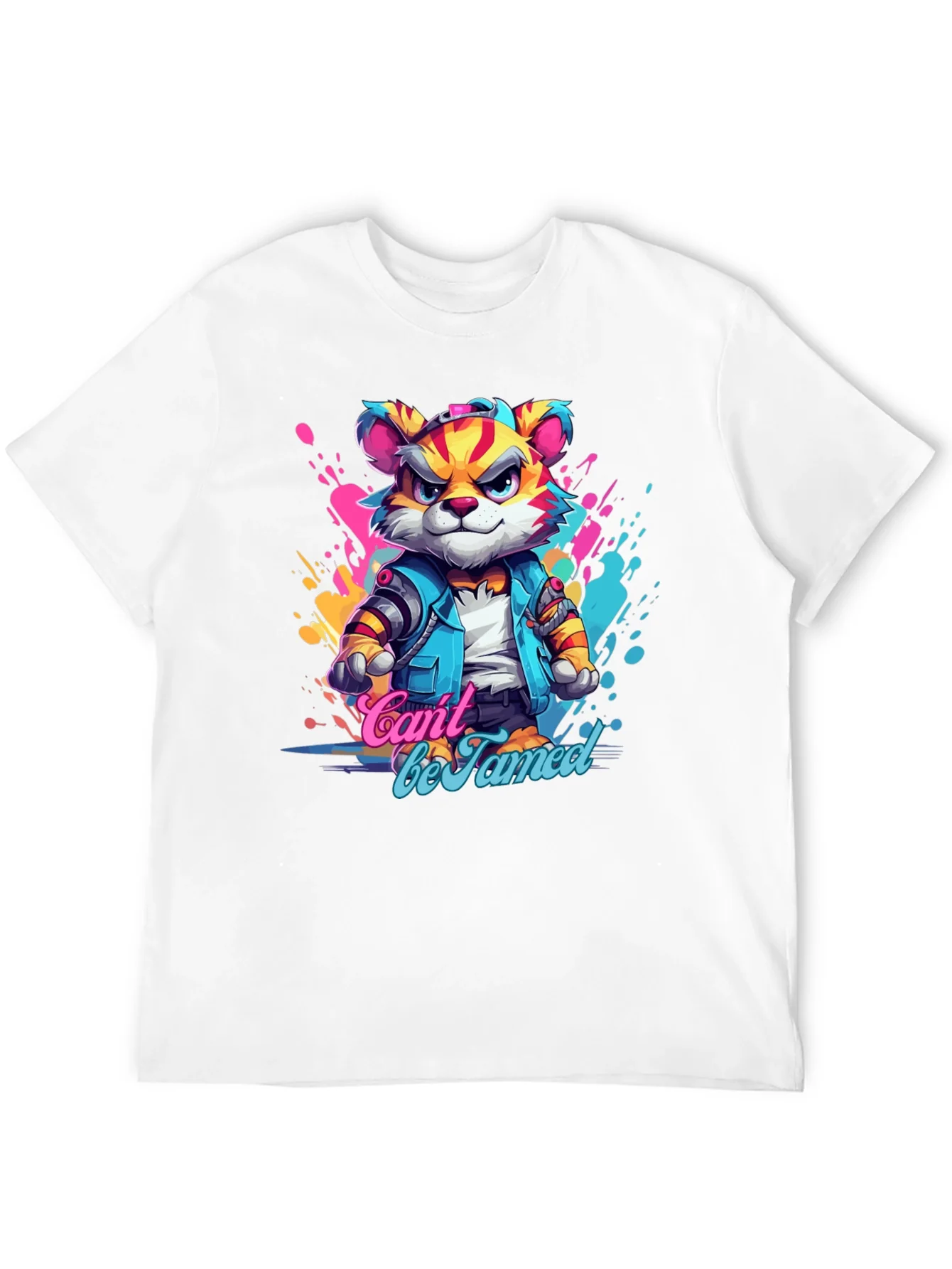 Cool Cant Be Tamed Tiger Graphic Black T-Shirt