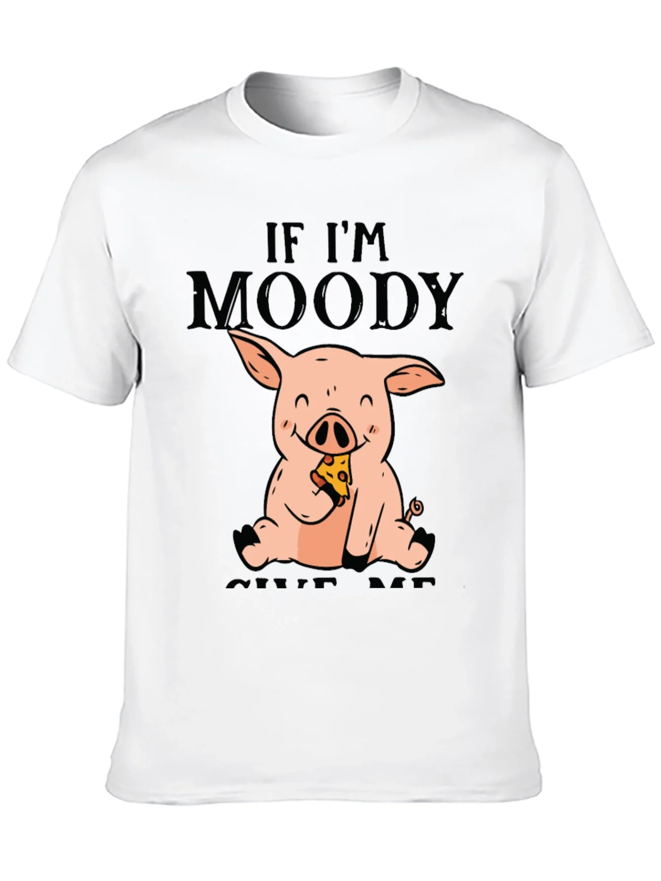 Moody Pig Pizza T-Shirt - Funny Graphic Tee