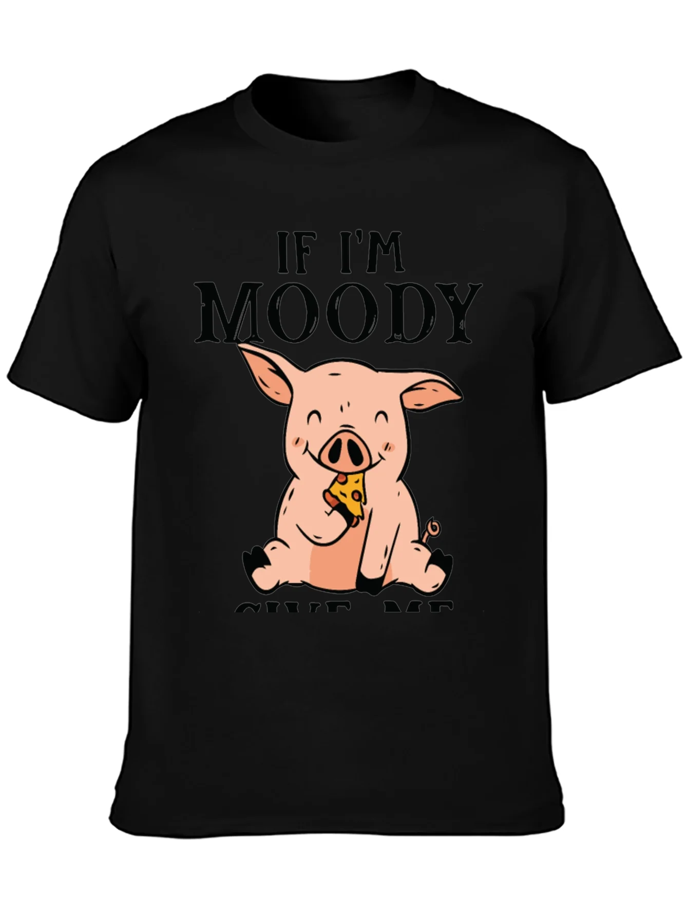 Moody Pig Pizza T-Shirt - Funny Graphic Tee