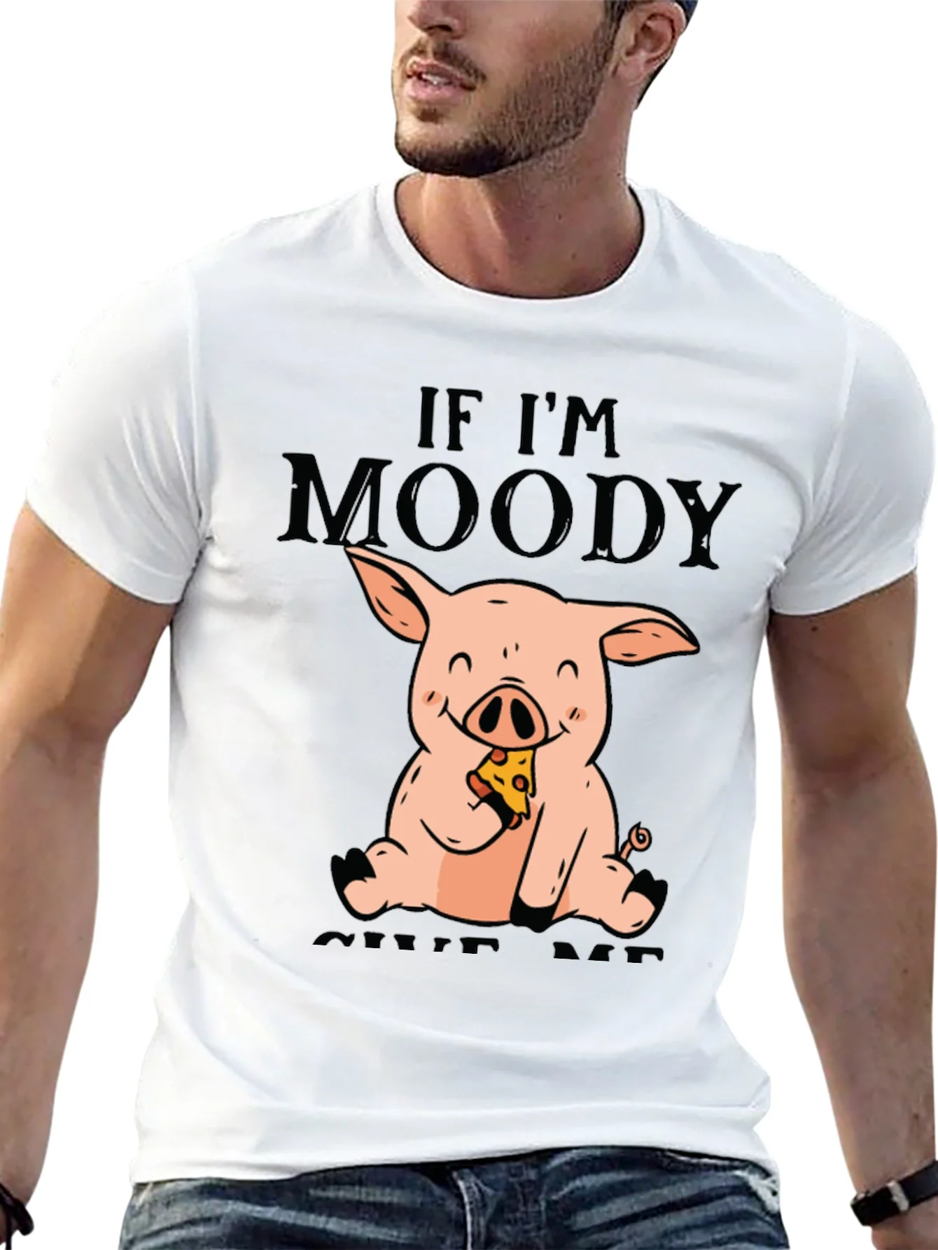 Moody Pig Pizza T-Shirt - Funny Graphic Tee