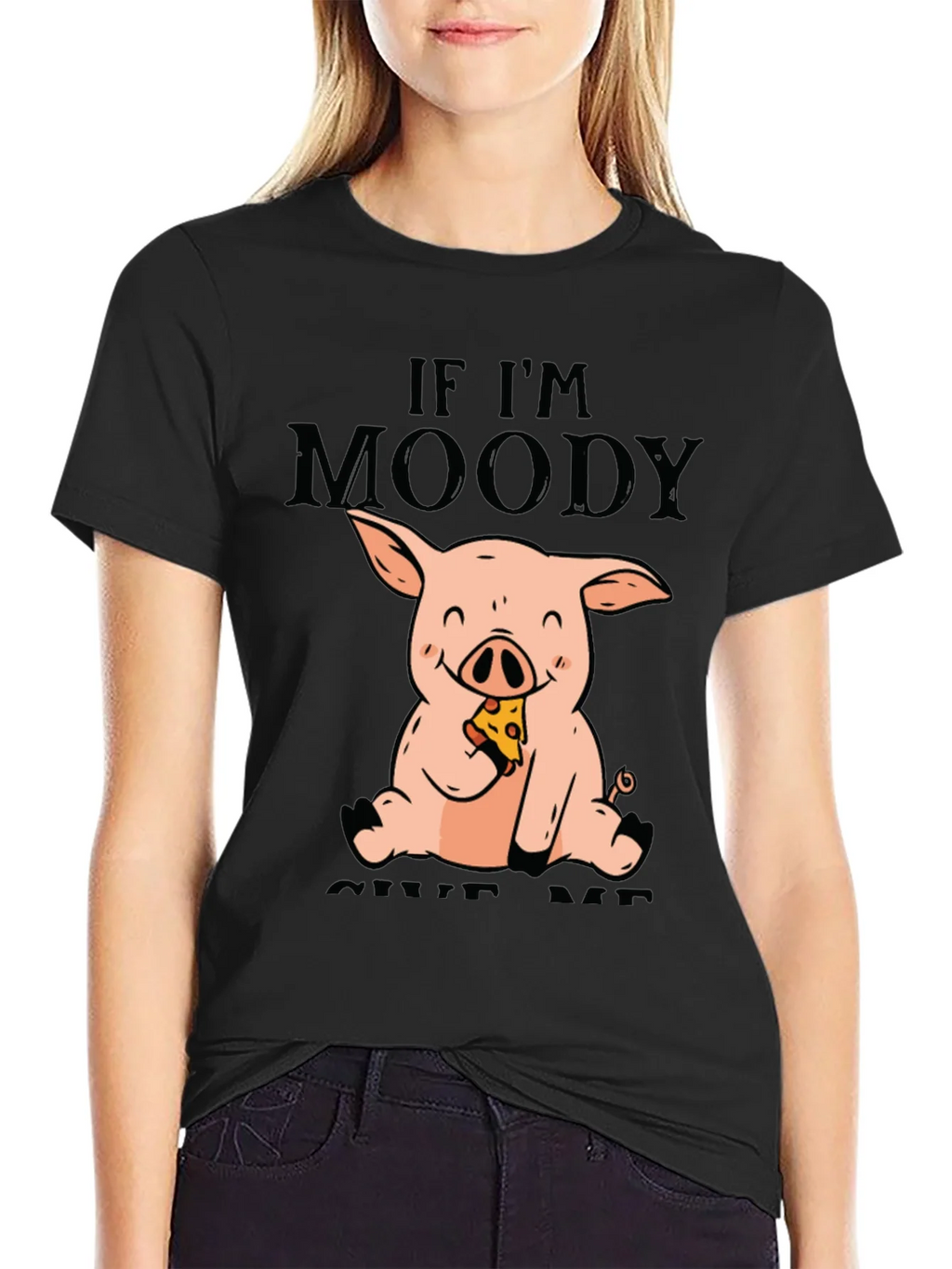 Moody Pig Pizza T-Shirt - Funny Graphic Tee