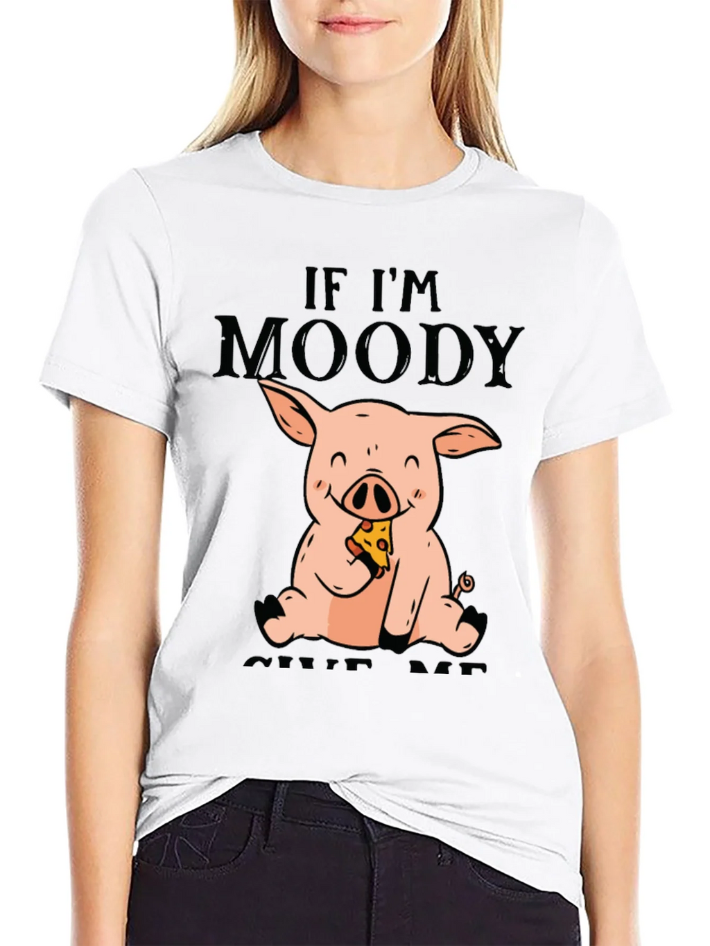 Moody Pig Pizza T-Shirt - Funny Graphic Tee