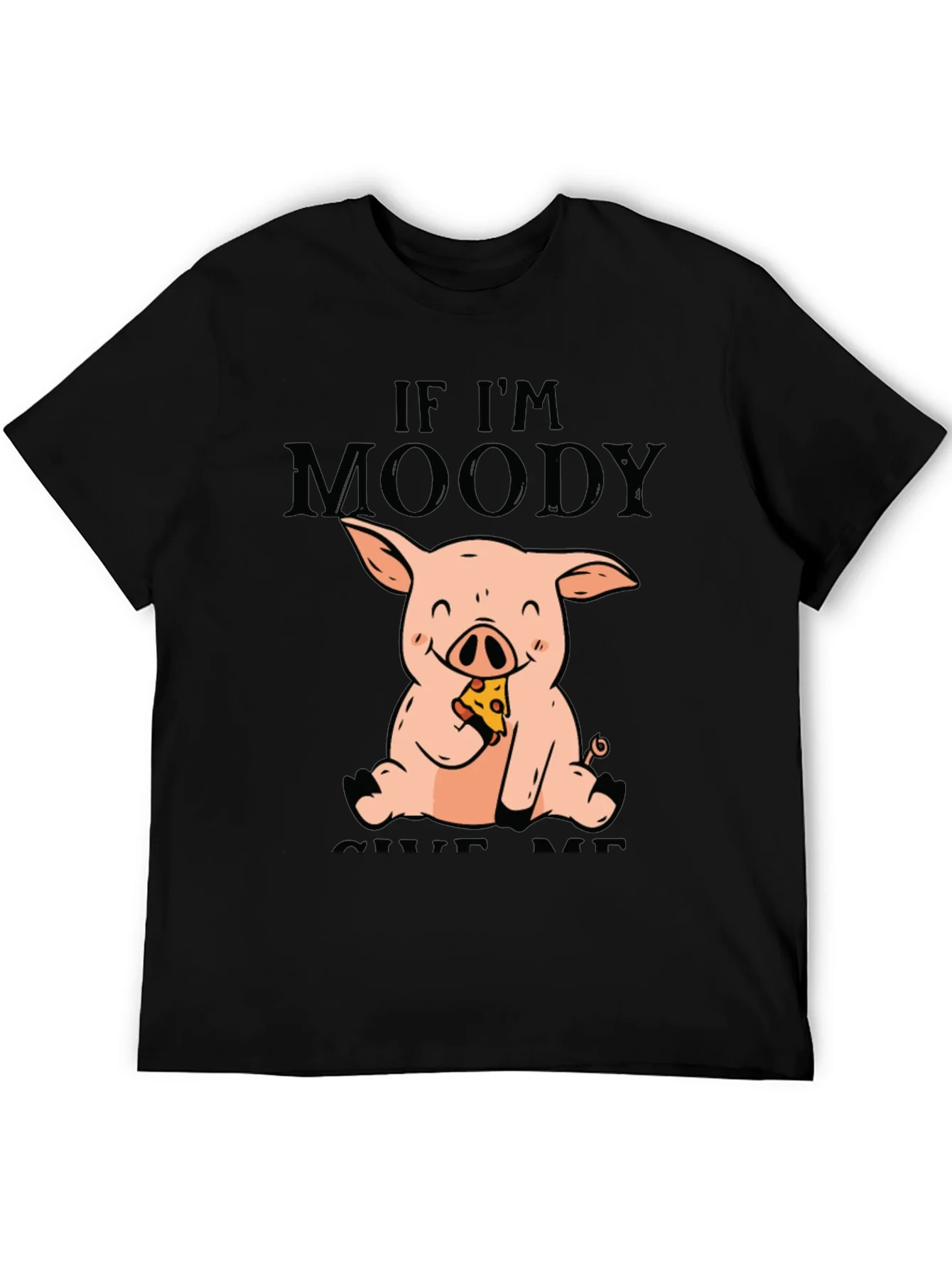 Moody Pig Pizza T-Shirt - Funny Graphic Tee
