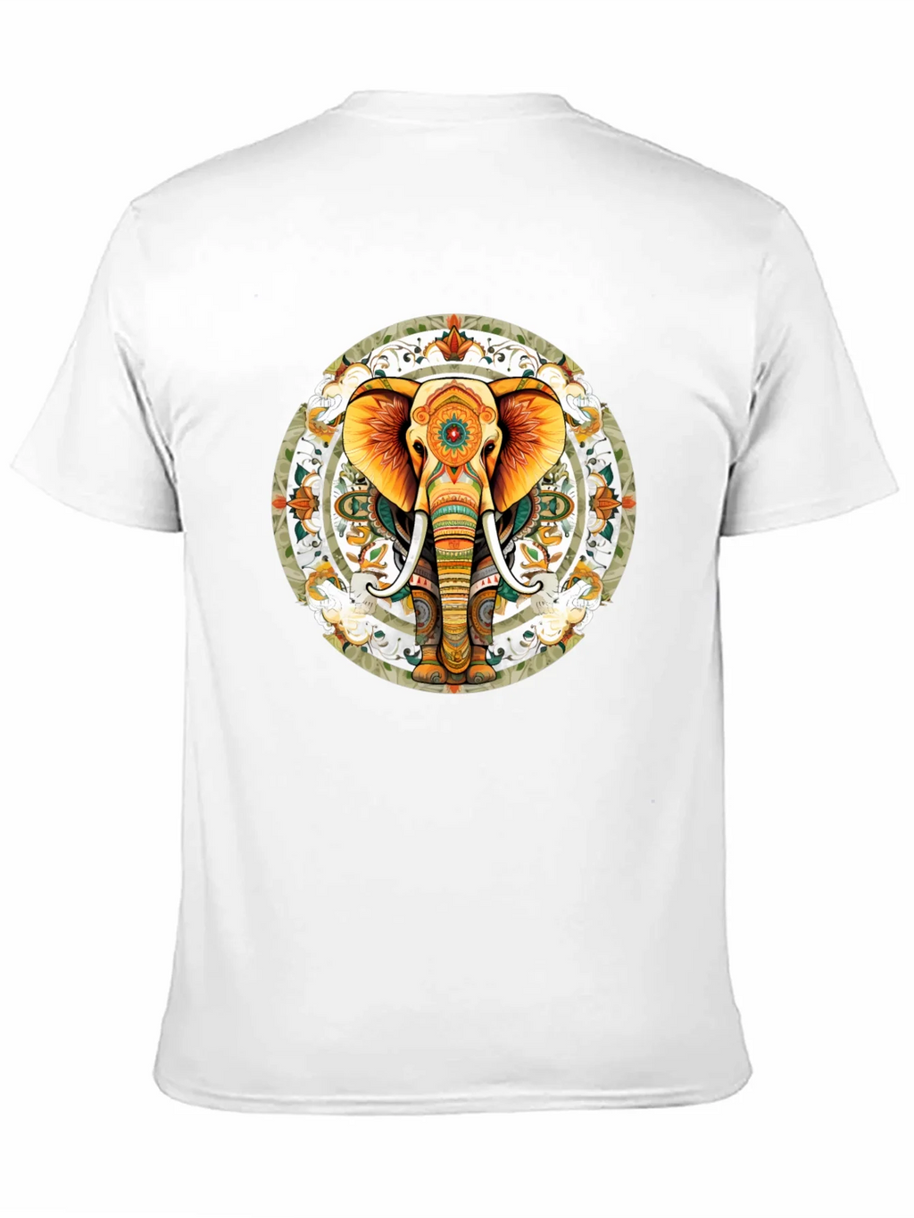 Elephant Mandala Graphic Tee - Black Cotton Blend