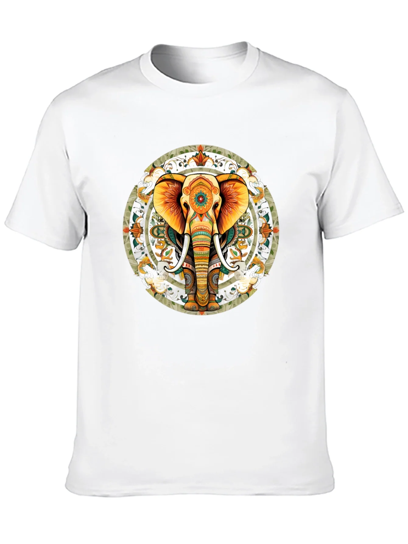 Elephant Mandala Graphic Tee - Black Cotton Blend