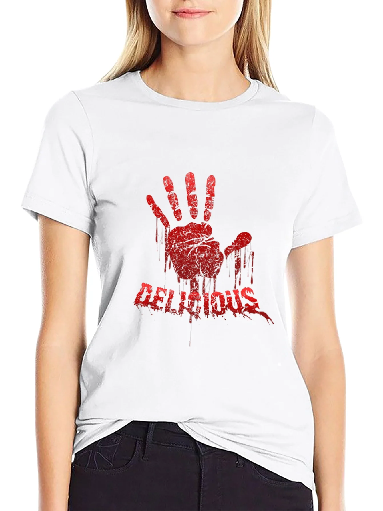 Bloody Handprint Delicious T-Shirt - Black