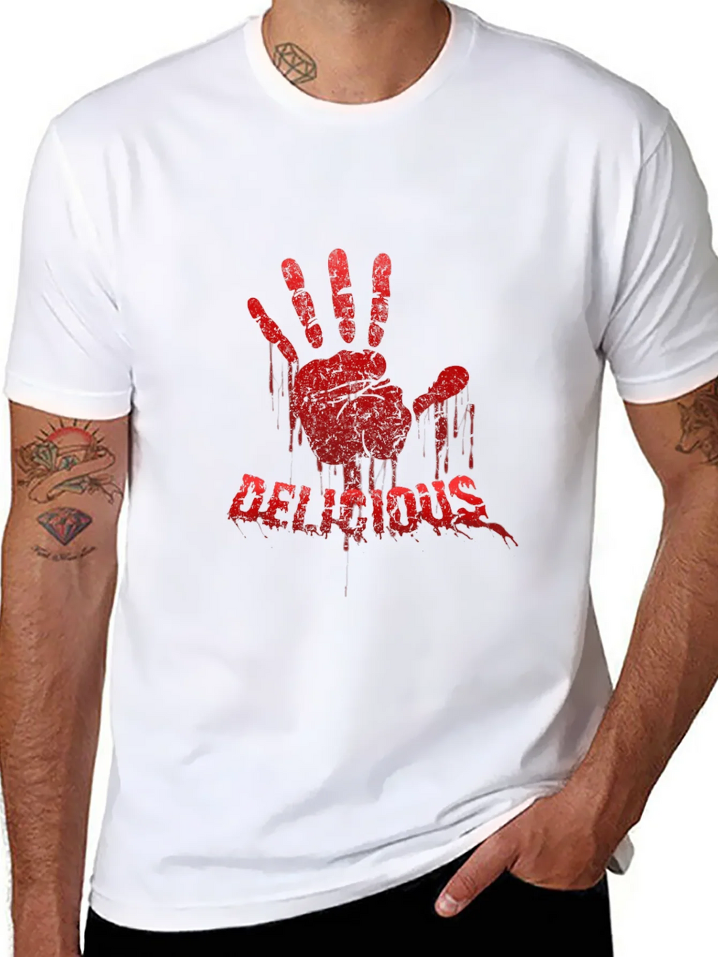 Bloody Handprint Delicious T-Shirt - Black