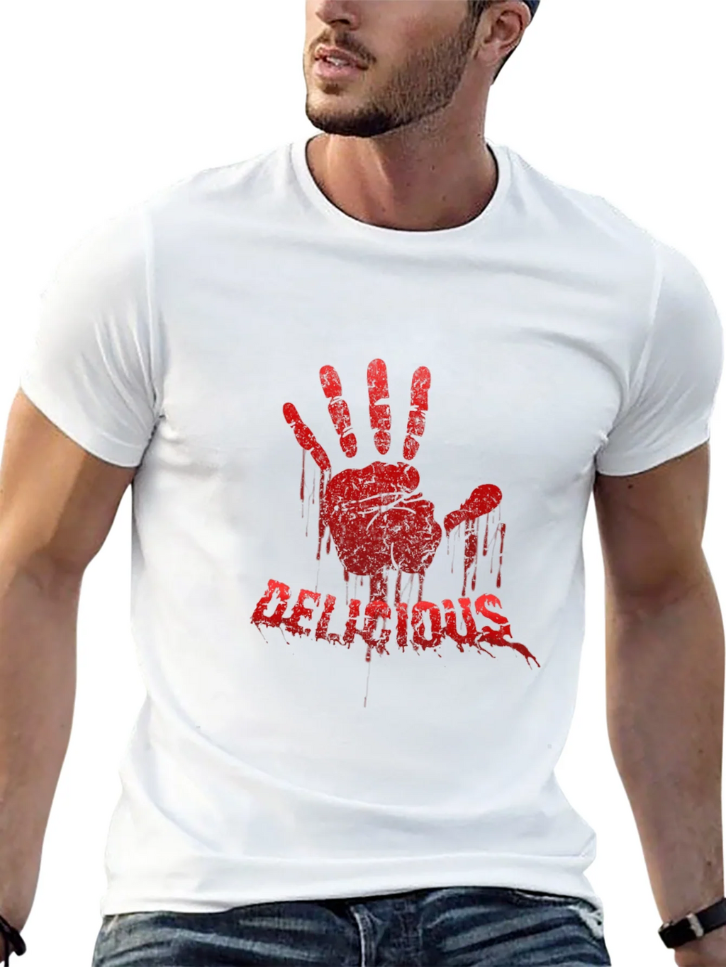 Bloody Handprint Delicious T-Shirt - Black