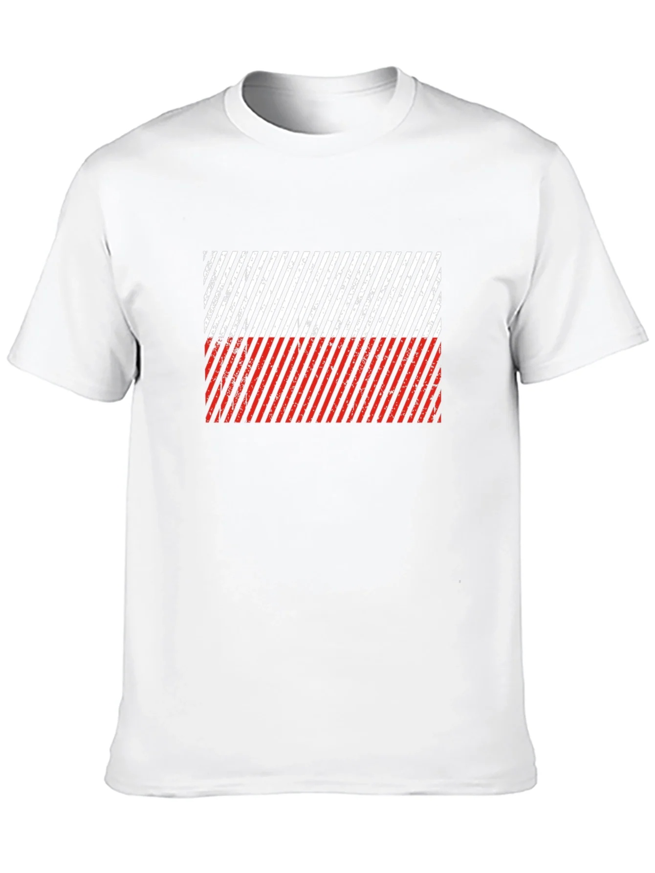 Poland Flag Diagonal Stripe Black T-Shirt