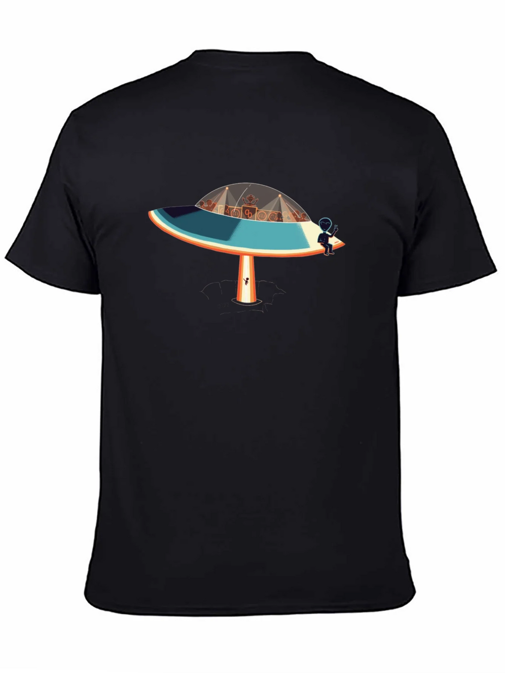 UFO Alien Party Black T-Shirt