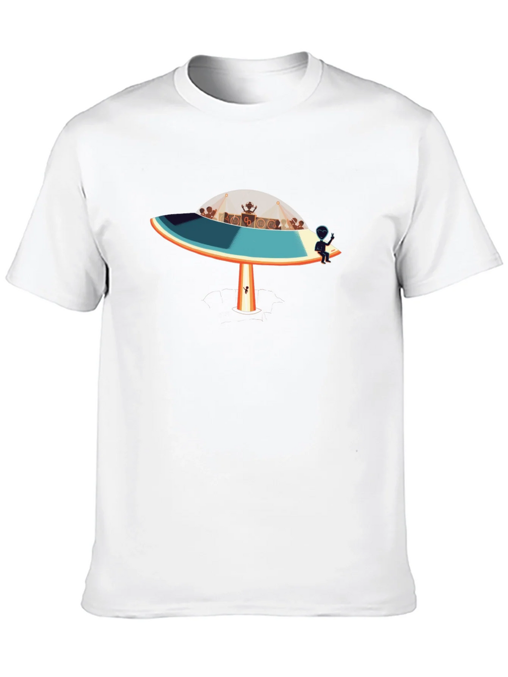 UFO Alien Party Black T-Shirt