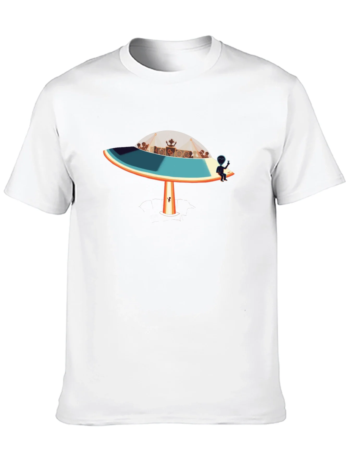 UFO Alien Party Black T-Shirt