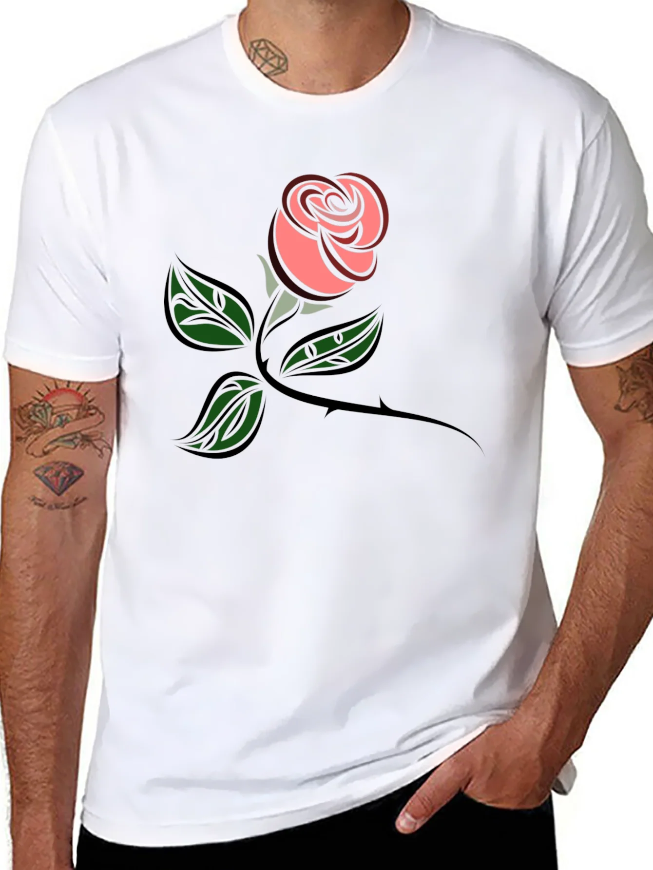 Rose Graphic Tee - Black Cotton Comfort