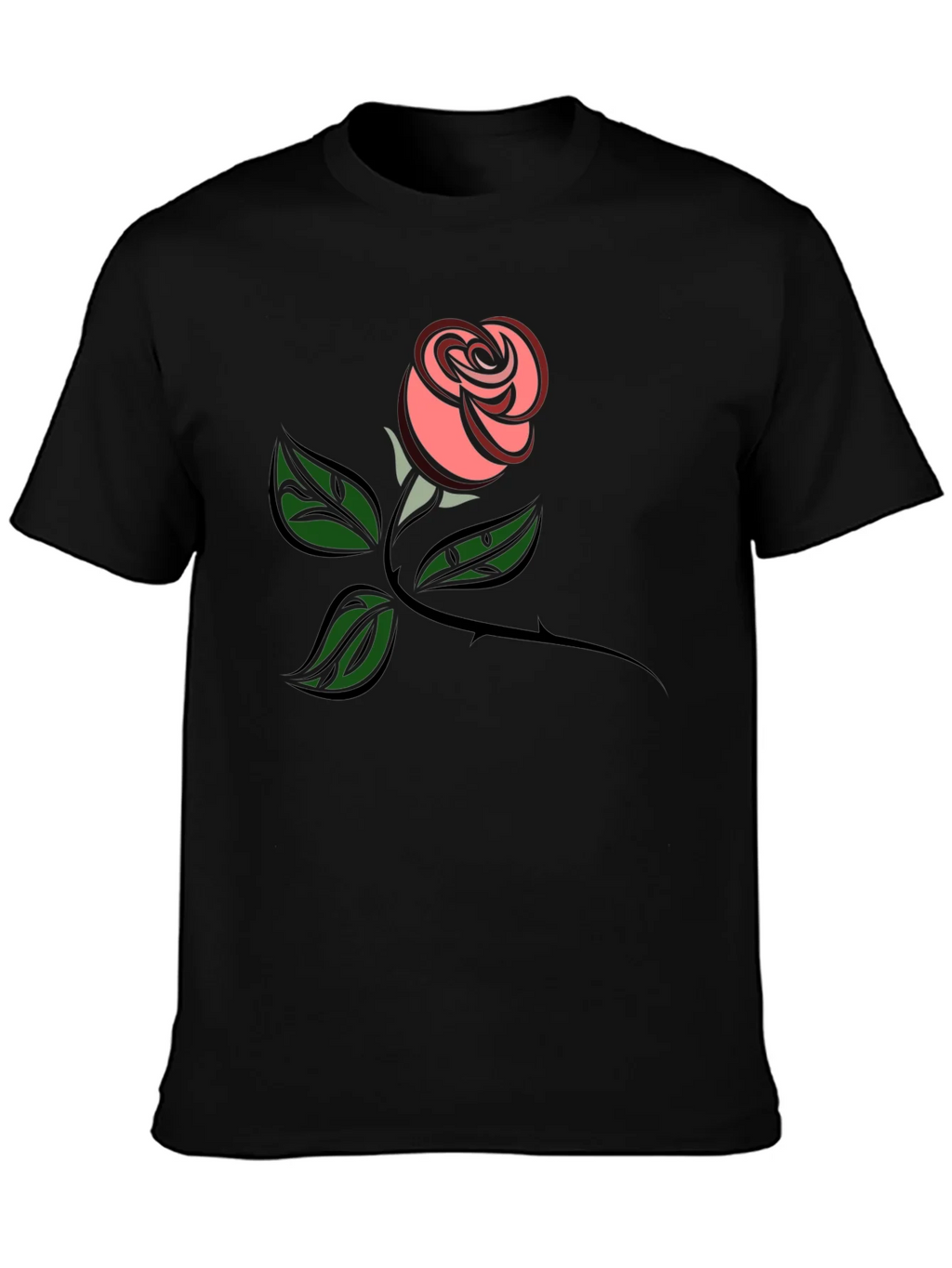 Rose Graphic Tee - Black Cotton Comfort