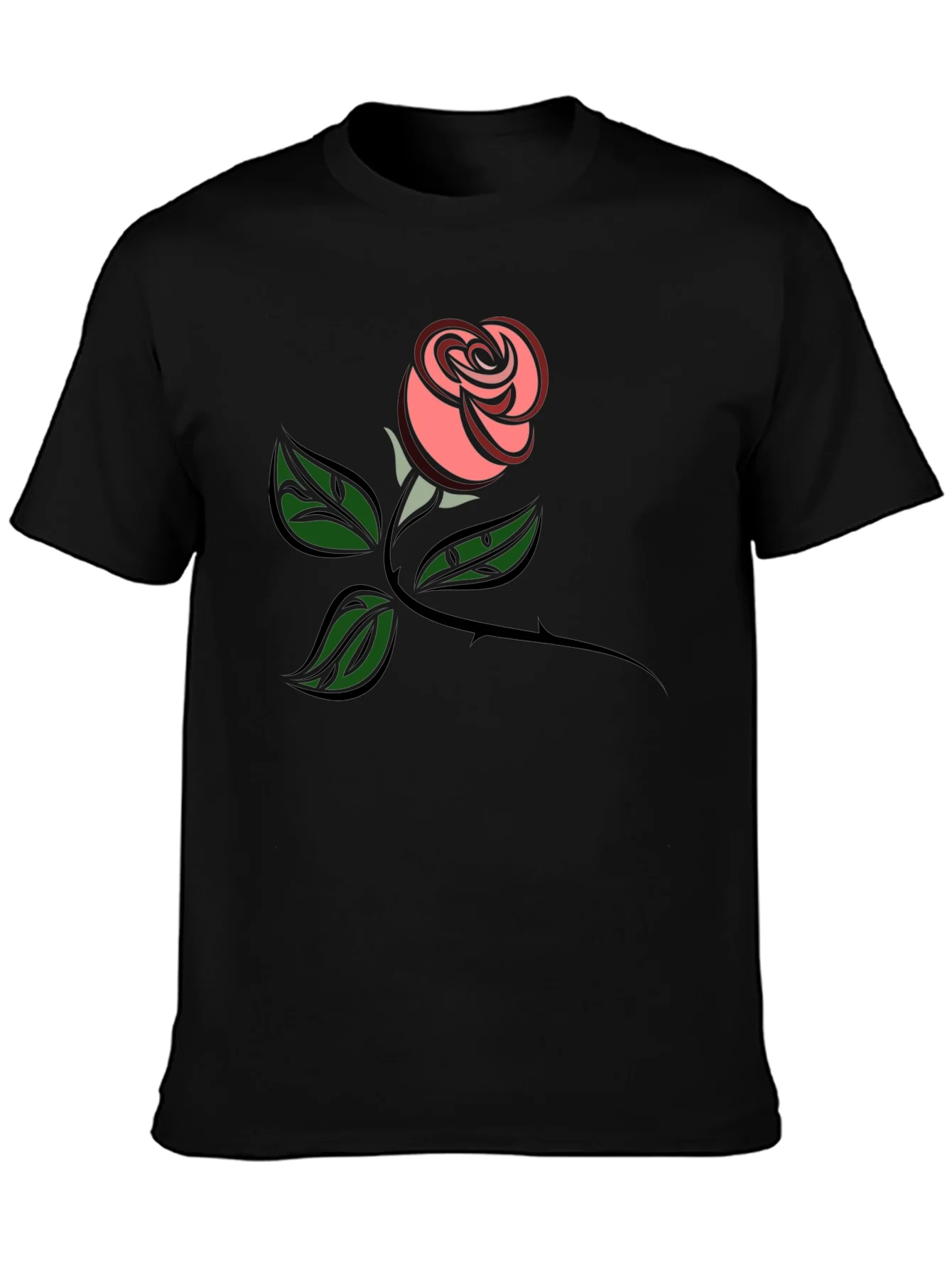 Rose Graphic Tee - Black Cotton Comfort