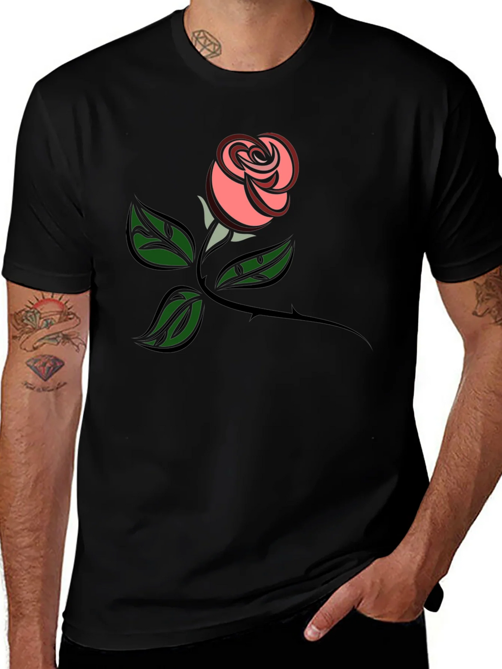 Rose Graphic Tee - Black Cotton Comfort