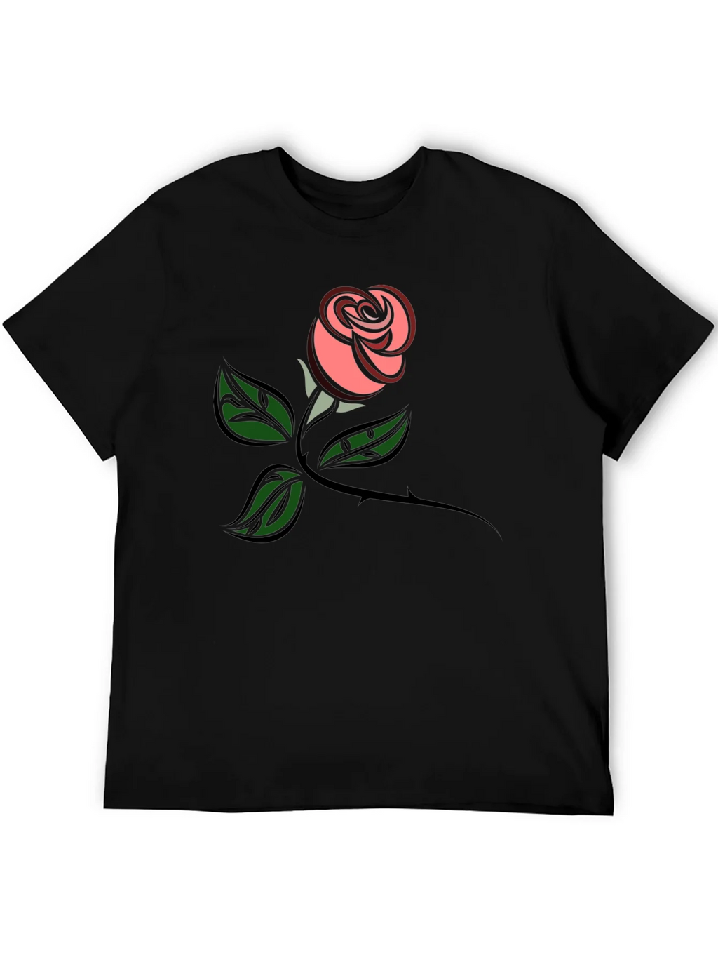 Rose Graphic Tee - Black Cotton Comfort