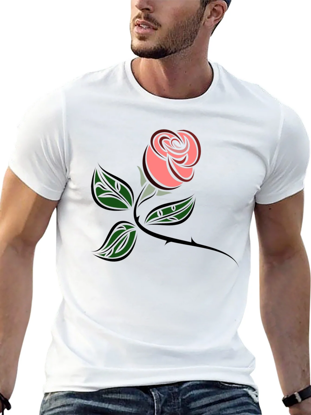 Rose Graphic Tee - Black Cotton Comfort