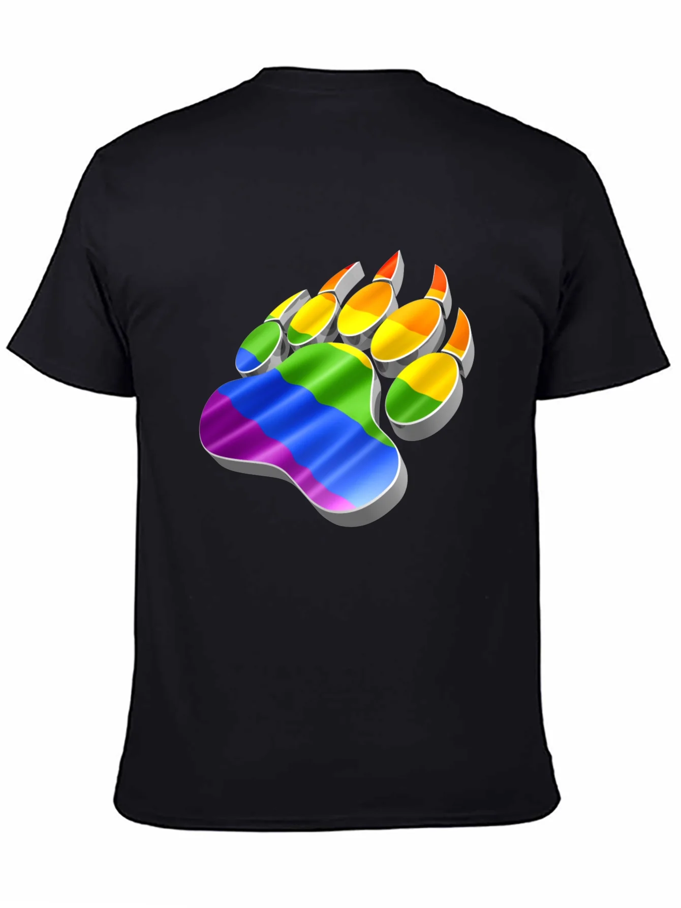Rainbow Pride Bear Paw Print Graphic Tee