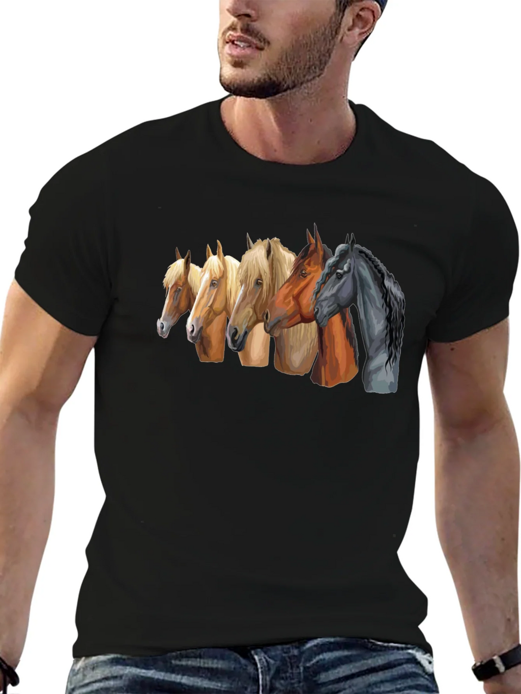 Horse Breed Tee - Black Graphic T-Shirt