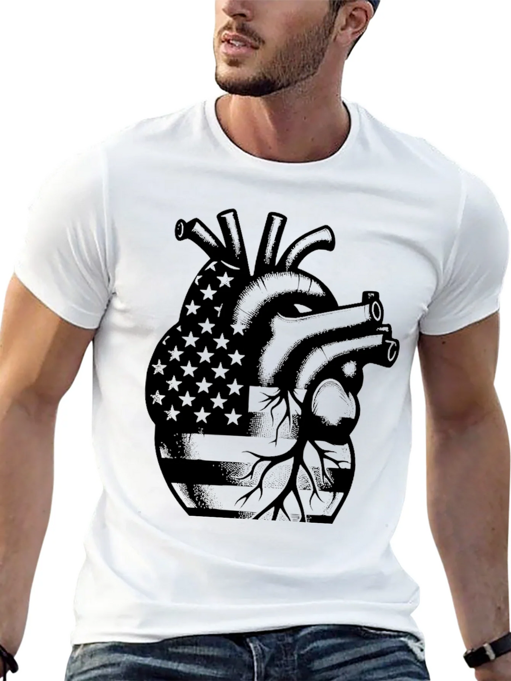 American Heart Graphic T-Shirt - Patriotic Style