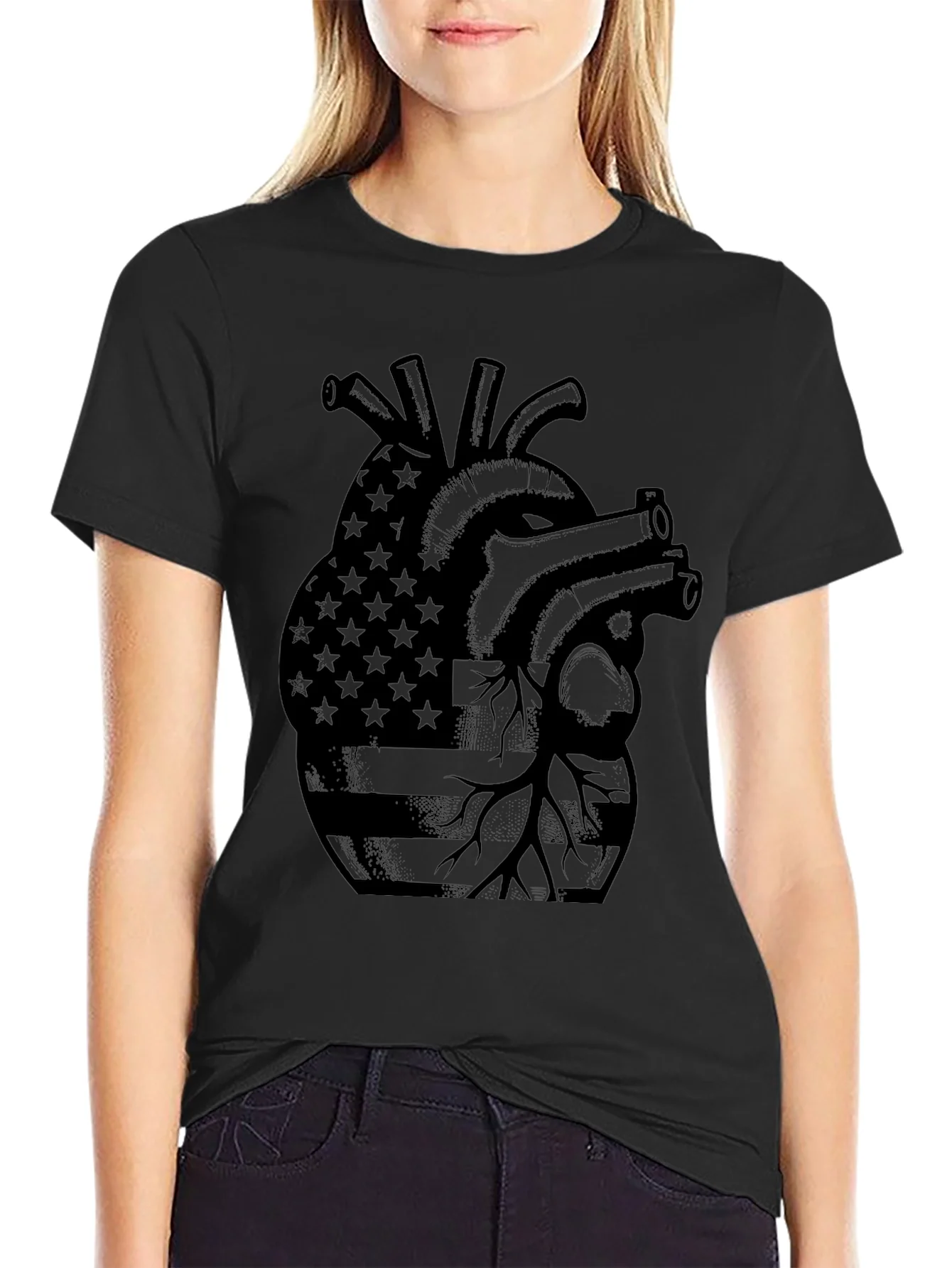 American Heart Graphic T-Shirt - Patriotic Style