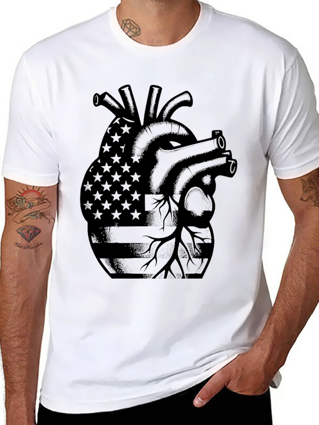 American Heart Graphic T-Shirt - Patriotic Style