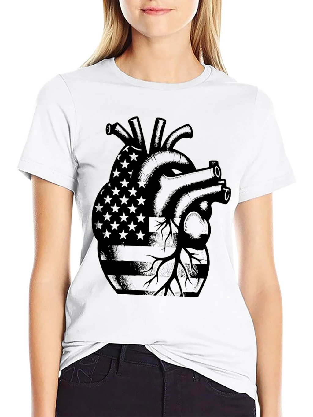 American Heart Graphic T-Shirt - Patriotic Style