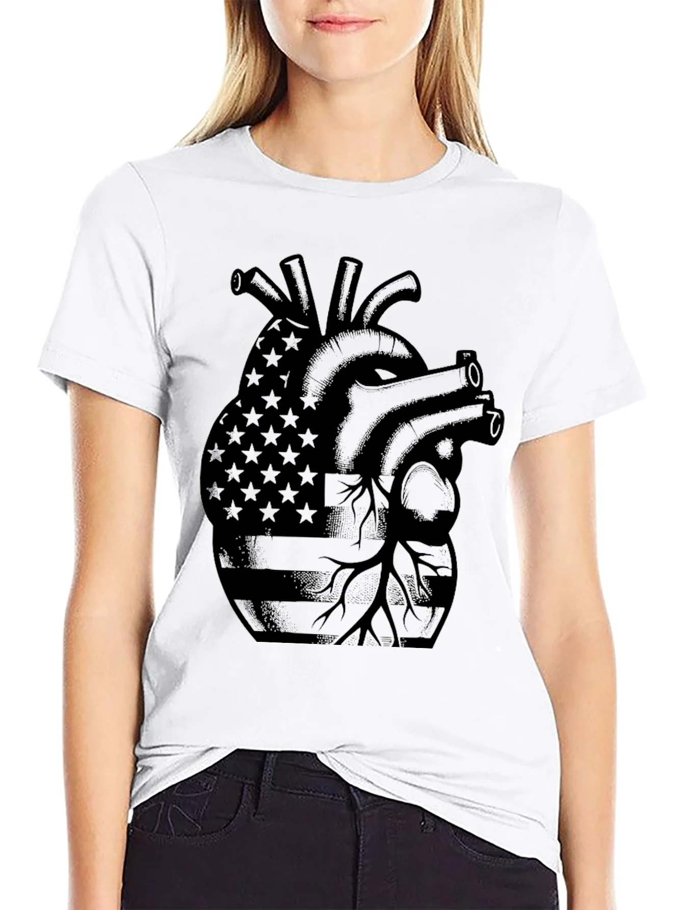 American Heart Graphic T-Shirt - Patriotic Style