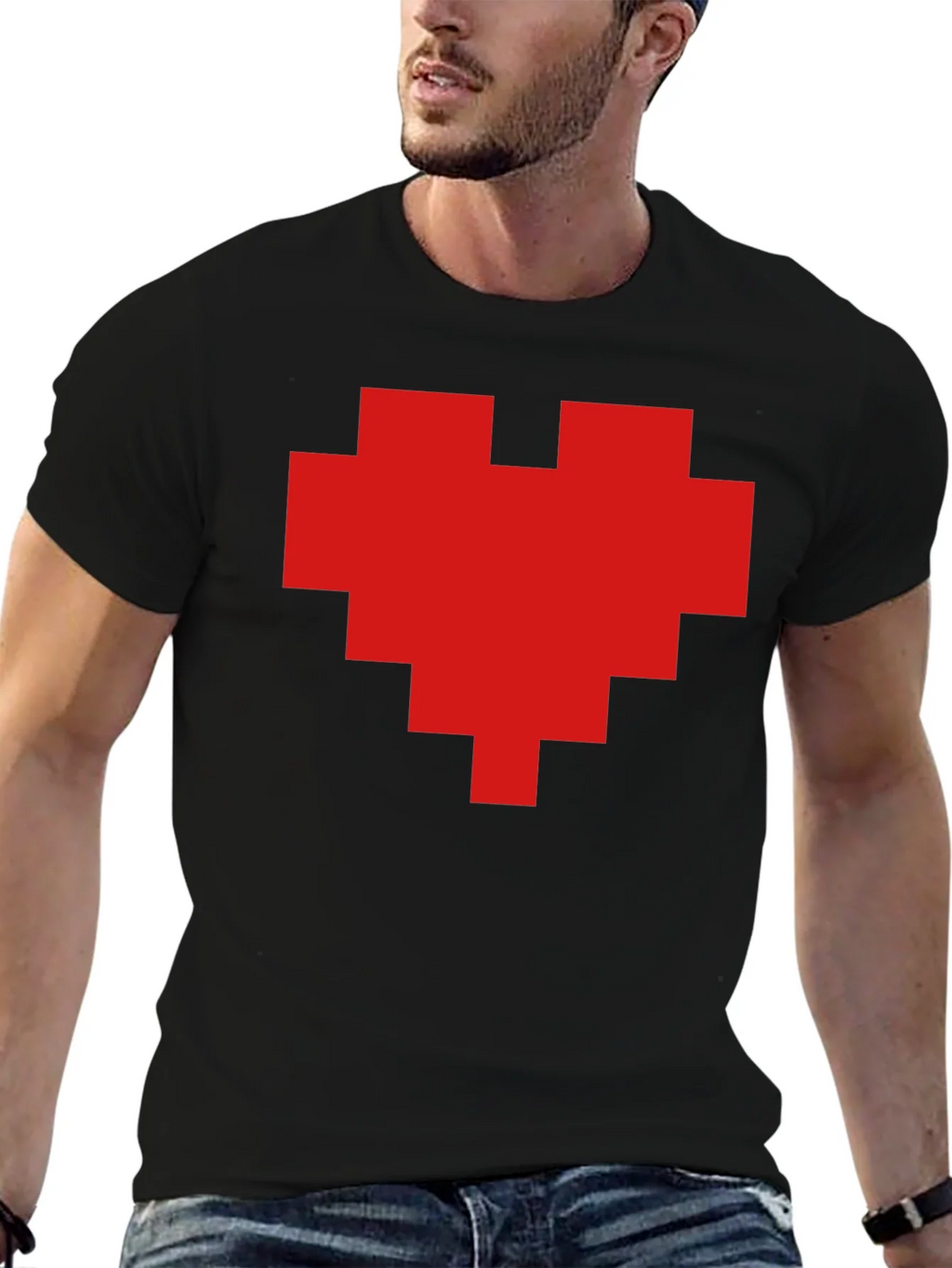 Pixel Heart Graphic Tee - Black