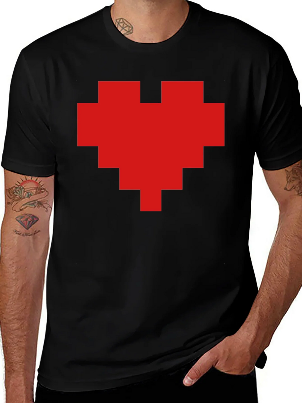 Pixel Heart Graphic Tee - Black