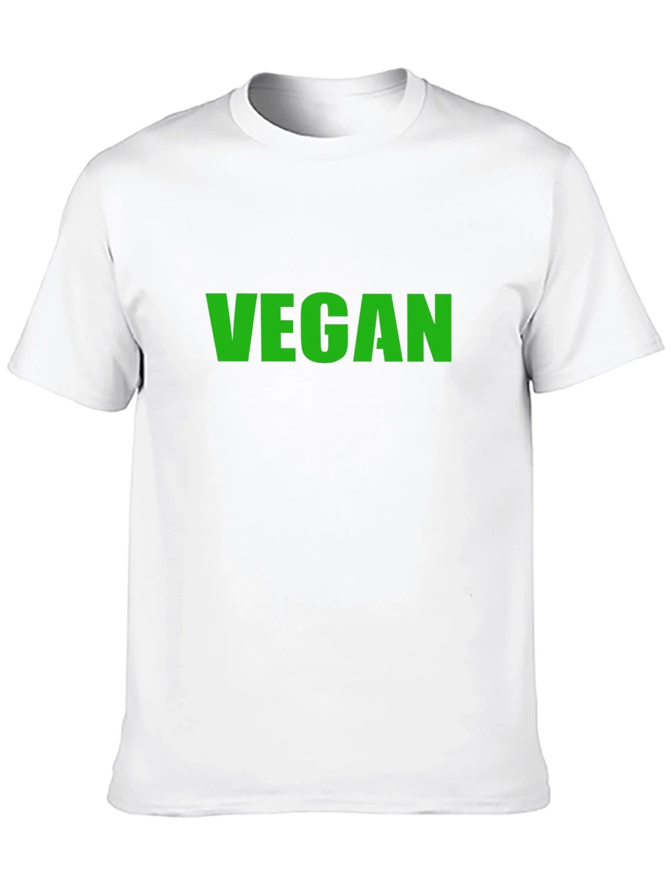Vegan T-Shirt - Black Crew Neck - Bold Green Print