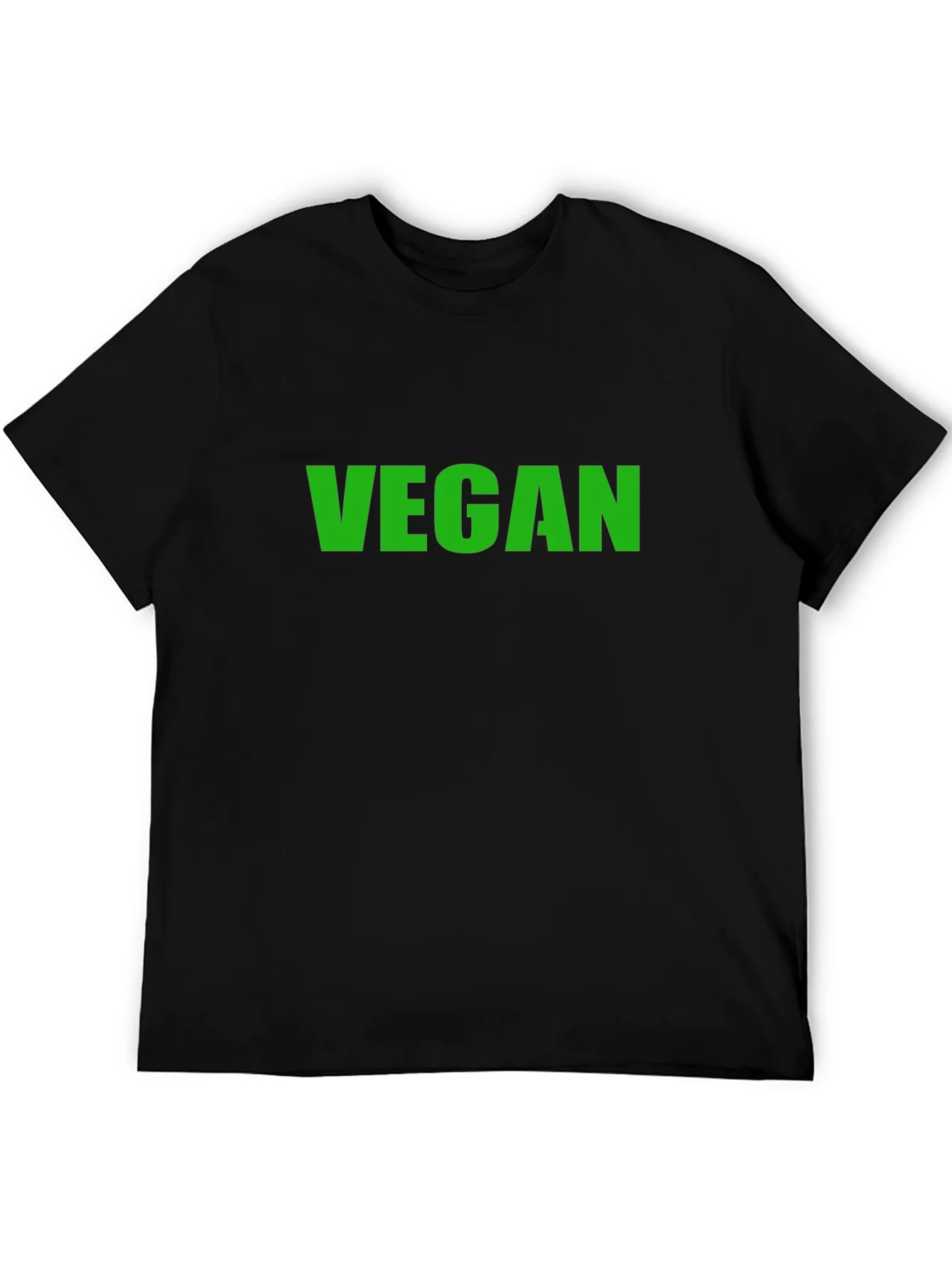 Vegan T-Shirt - Black Crew Neck - Bold Green Print