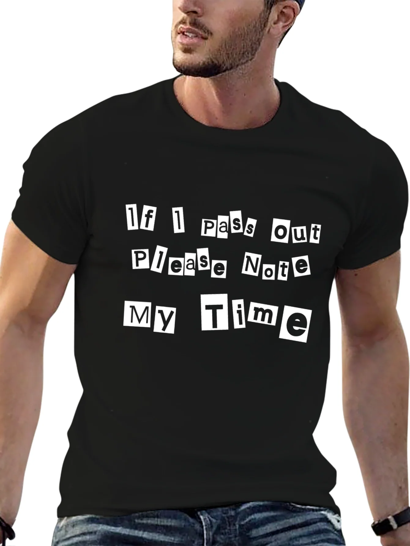 Funny Note My Time Graphic Tee - Black Cotton T-Shirt