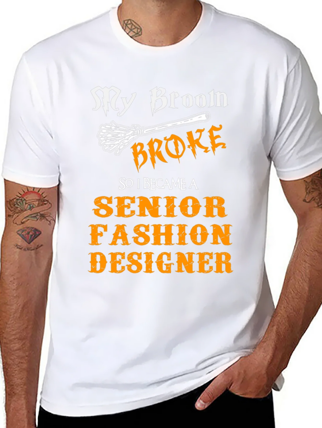 My Broom Broke Senior Fashion Designer T-Shirt